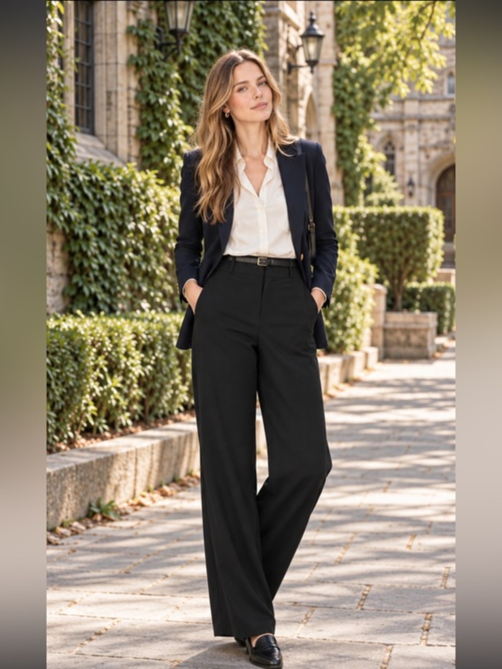 Everlane Black Wool high rise slouchy wide leg pant